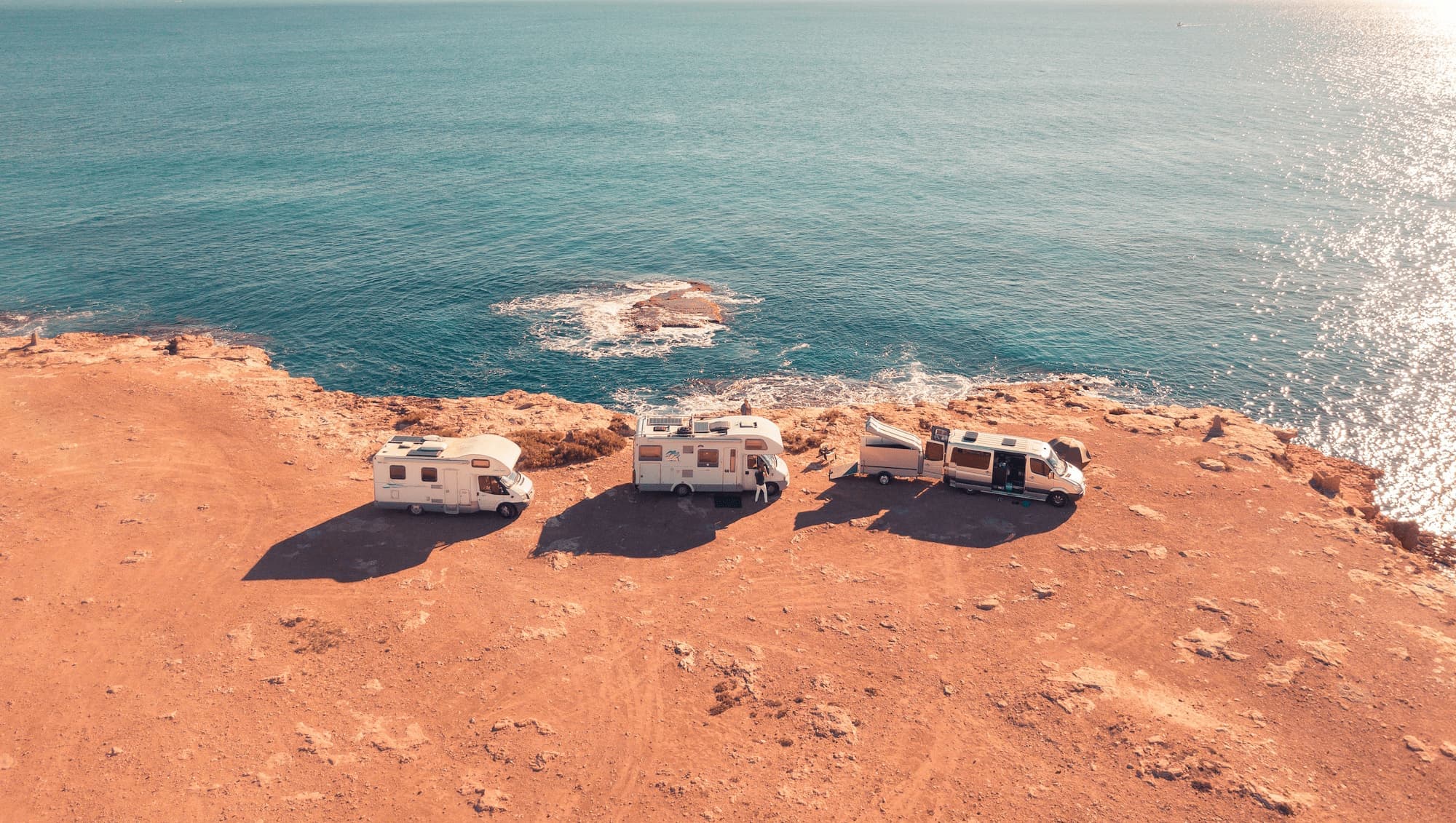 Motorhomes on cliff